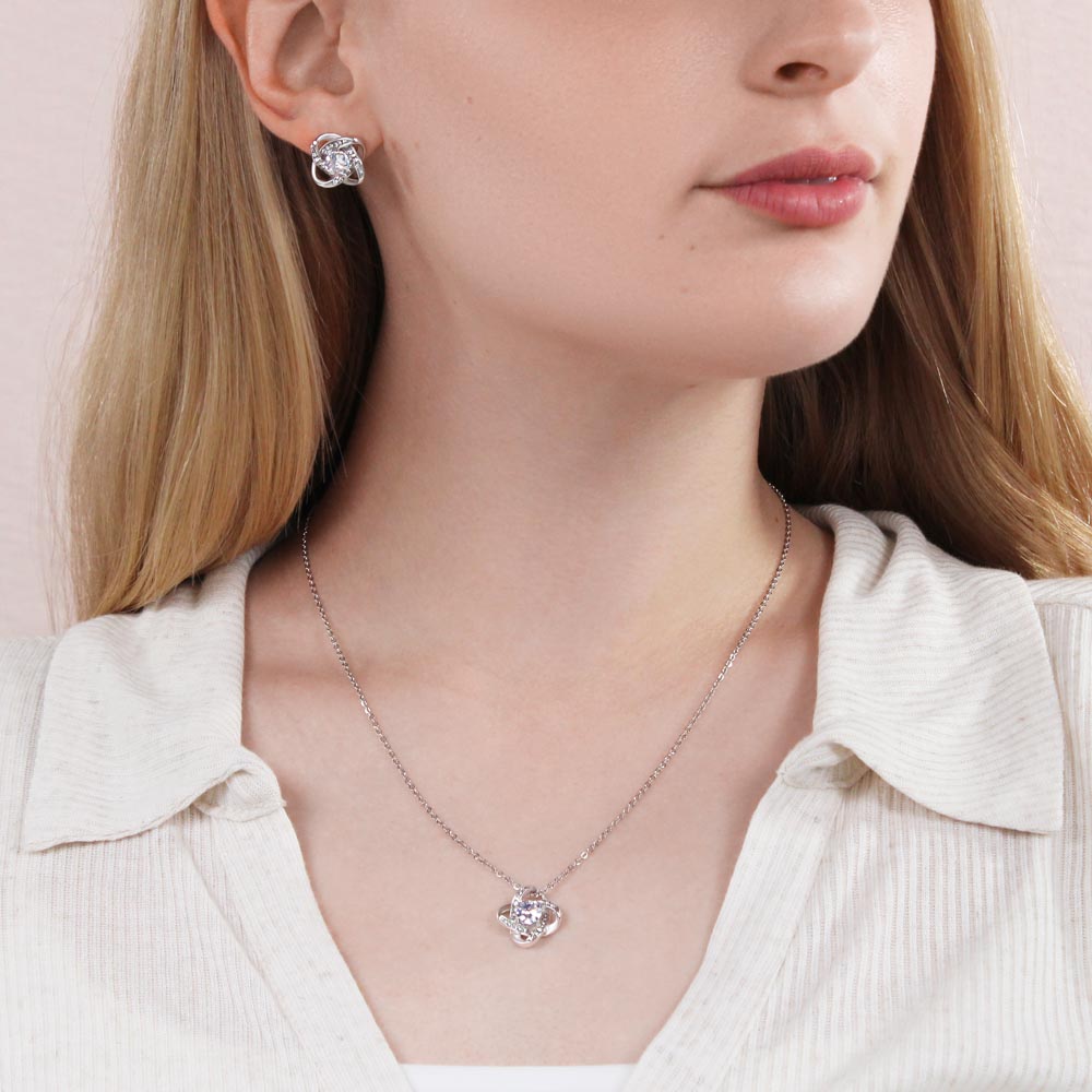 To My Daughter | Christmas Love Knot Earring & Necklace Set