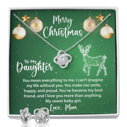 To My Daughter | Christmas Love Knot Earring & Necklace Set