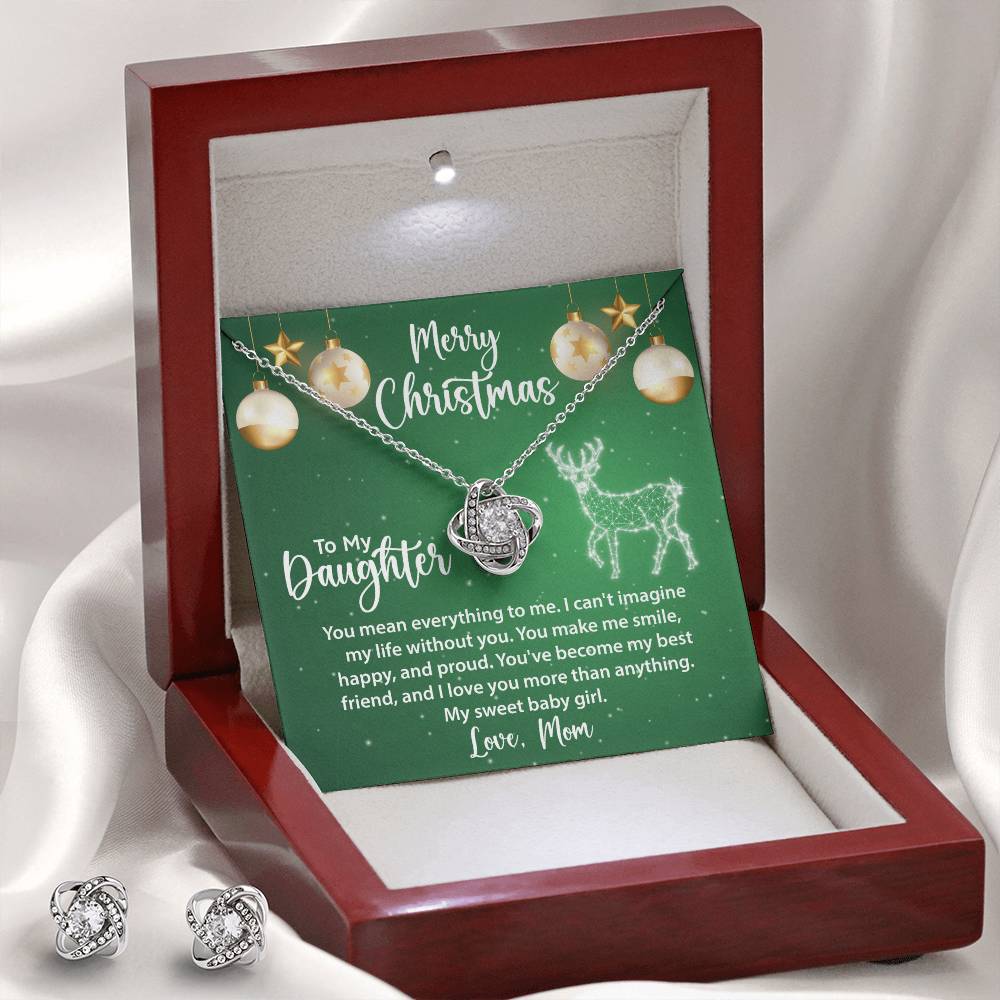 To My Daughter | Christmas Love Knot Earring & Necklace Set