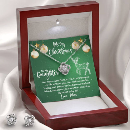 To My Daughter | Christmas Love Knot Earring & Necklace Set