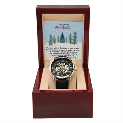To My Grandson | Christmas Men's Openwork Watch
