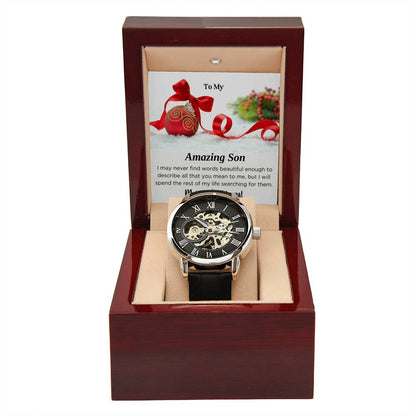 To My amazing Son | Men's Openwork Watch