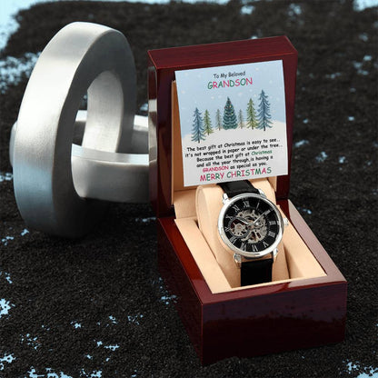 To My Grandson | Christmas Men's Openwork Watch