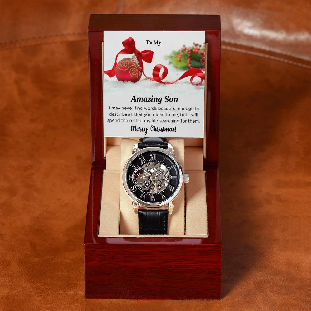 To My amazing Son | Men's Openwork Watch