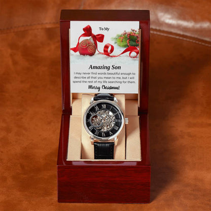 To My amazing Son | Men's Openwork Watch