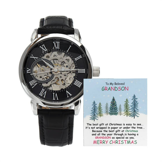 To My Grandson | Christmas Men's Openwork Watch