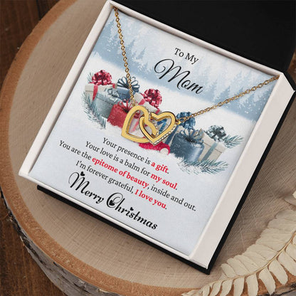 To My Mom | Christmas Interlocking Hearts Necklace