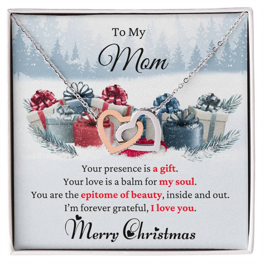 To My Mom | Christmas Interlocking Hearts Necklace
