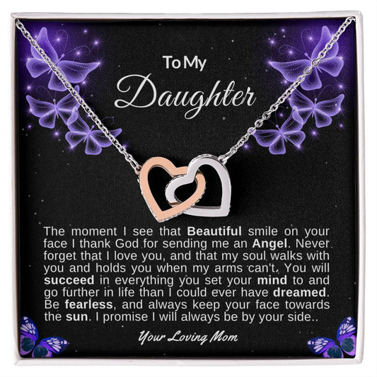 To My Daughter Love Mom | Interlocking Hearts Necklace
