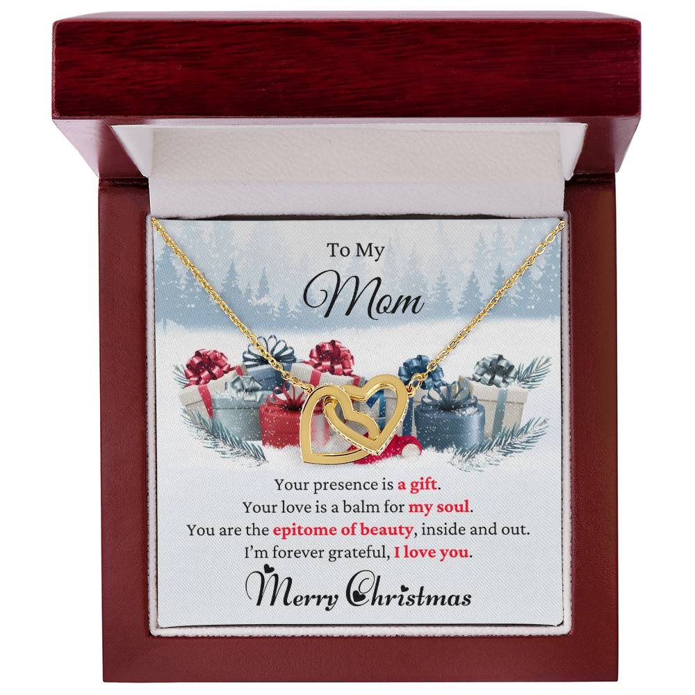 To My Mom | Christmas Interlocking Hearts Necklace