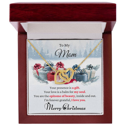 To My Mom | Christmas Interlocking Hearts Necklace
