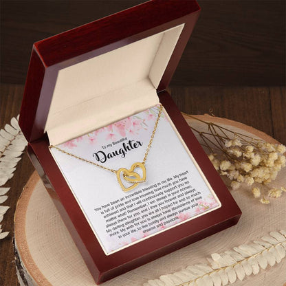 To My Beautiful Daughter | I Love You, Forever & Always - Interlocking Hearts necklace