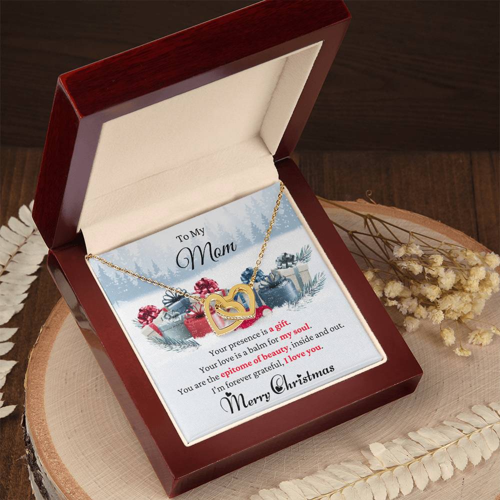 To My Mom | Christmas Interlocking Hearts Necklace