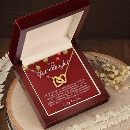 To My Granddaughter | Christmas Interlocking Hearts Necklace