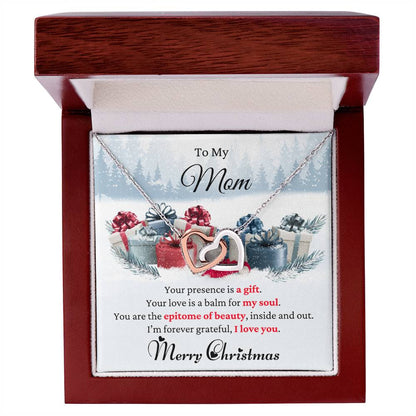To My Mom | Christmas Interlocking Hearts Necklace