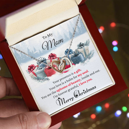 To My Mom | Christmas Interlocking Hearts Necklace