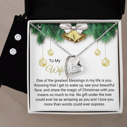 To My Wife | Christmas Forever Love Necklace + Earrings