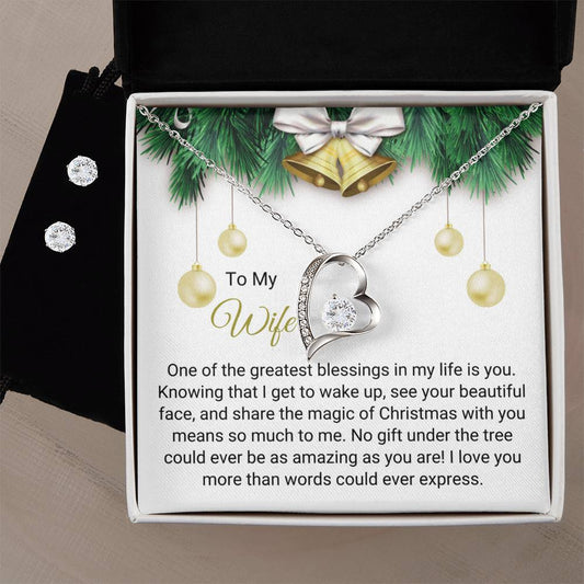 To My Wife | Christmas Forever Love Necklace + Earrings