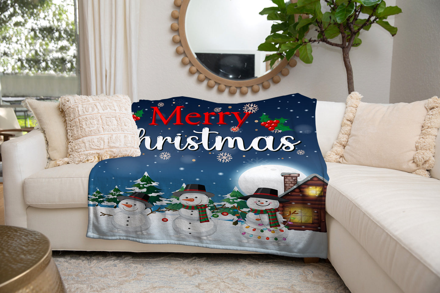 Frosty Merry Christmas | Cozy Plush Fleece Blanket